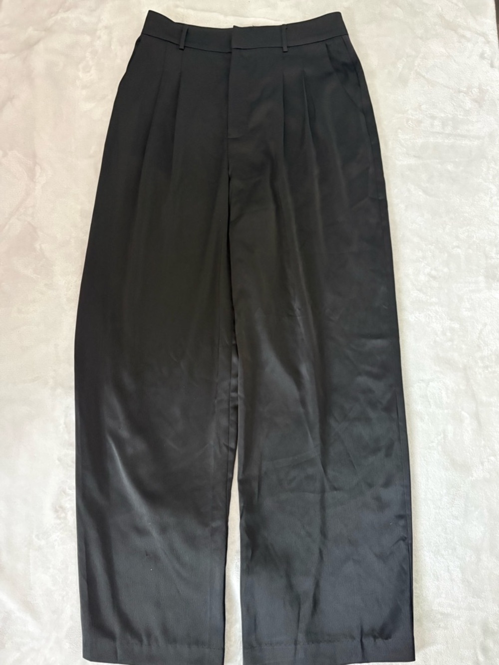 Wayf Black Pleated Wide-Leg Dress Pants